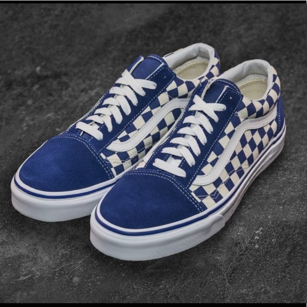 Men’s old skool blue checkerboard Vans